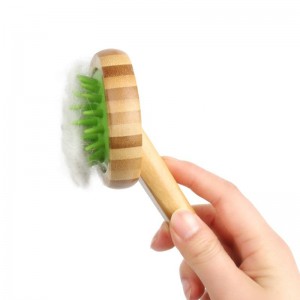 Brosse de massage pour animaux de compagnie en bois de bambou Brosse de toilettage pour chien chat