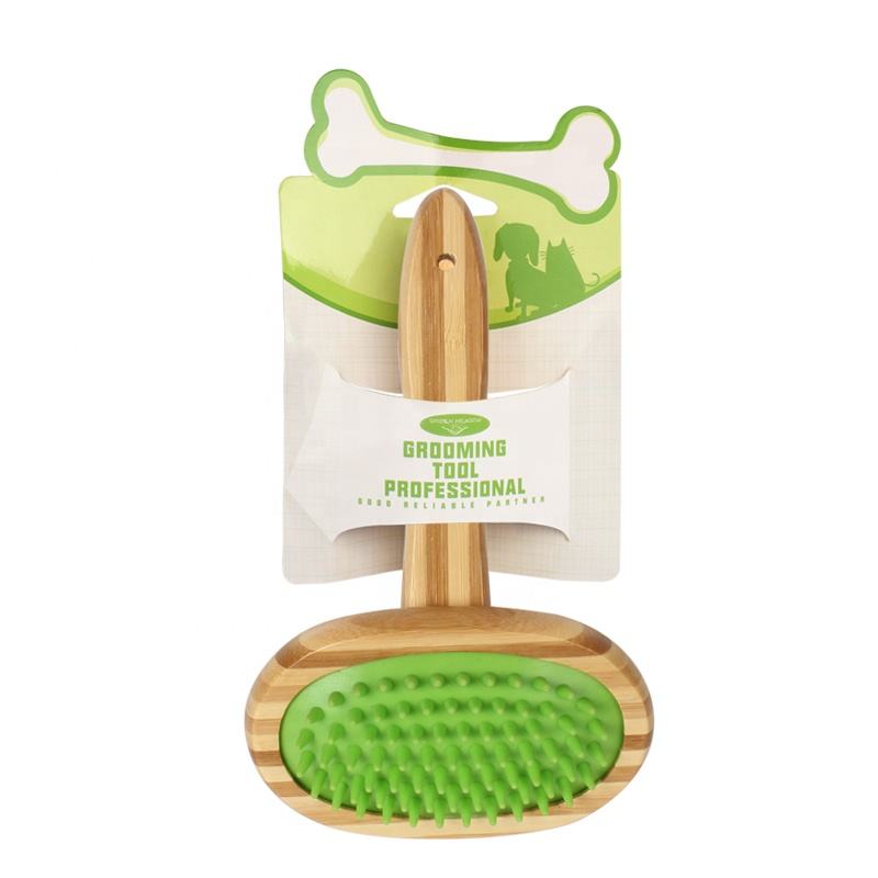 Brosse de massage pour animaux de compagnie en bois de bambou Brosse de toilettage pour chien chat