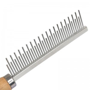 Bamboo Wooden Pet Metal Needle Comb