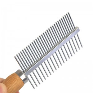 Bamboo Wooden Pet Metal Needle Comb