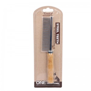 Bamboo Wooden Pet Metal Needle Comb