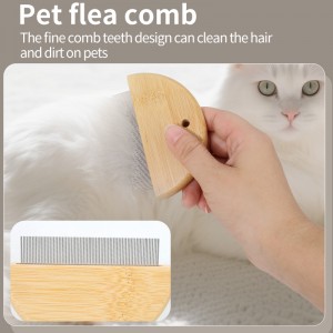 Biodegradable bamboo dog grooming set, wooden cat grooming brush kit for pet