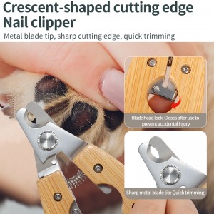 Biodegradable bamboo dog grooming set, wooden cat grooming brush kit for pet