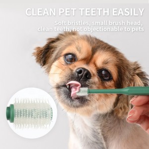 工場卸売ブリスターカード包装360ゴムヘッドペット歯ブラシ猫犬歯ブラシ