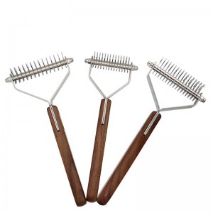 Pettine singolo a doppia faccia in legno Pet Kont Cat Dog Dematting Rake Comb