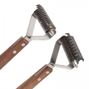 Pettine singolo a doppia faccia in legno Pet Kont Cat Dog Dematting Rake Comb