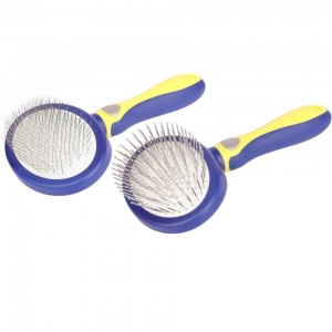 Brosse dépilatoire pour chat bleu et jaune