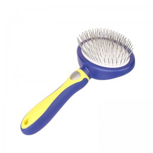 Brosse dépilatoire pour chat bleu et jaune