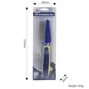 Asul At Dilaw na Metal Pet Flea Grooming Comb