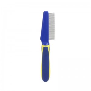 Blue And Yellow Metal Pet Flea Grooming Comb