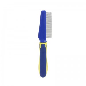 Asul At Dilaw na Metal Pet Flea Grooming Comb