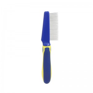 Asul At Dilaw na Metal Pet Flea Grooming Comb