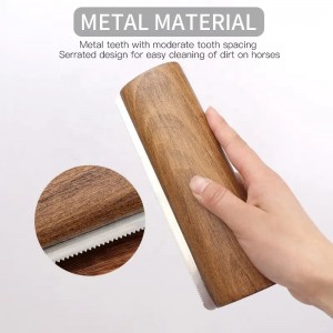 Custom Logo 20CM Wood Horse Sweat Scraper Curry Comb Shedding Deshedding Tool Horse Grooming Brush