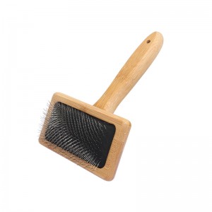 Brosse de toilettage en bambou carbonisé pour poils d'animaux