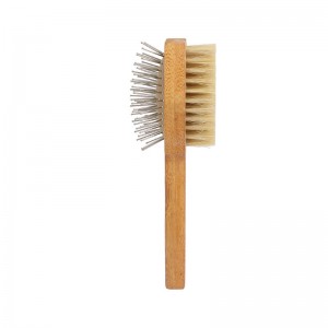 Brosse de toilettage en bambou carbonisé pour poils d'animaux