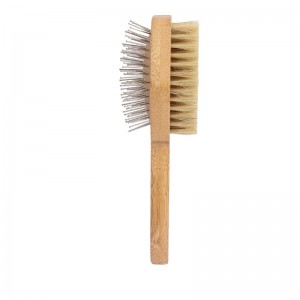 Brosse de toilettage en bambou carbonisé pour poils d'animaux