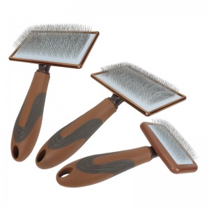 Custom Logo Cat Pin Hair Brush Dog Pet Grooming Slicker Brush Massage Brush