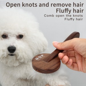 Custom Logo Dog Brush for Grooming Hair Remover Cat Wood Slicker Brush Groom Tool with Stainless Steel Pins for Pets
