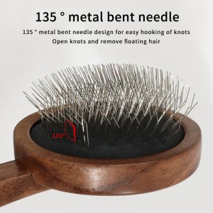 Custom Logo Dog Brush for Grooming Hair Remover Cat Wood Slicker Brush Groom Tool with Stainless Steel Pins for Pets