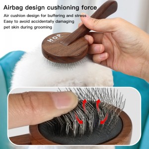 Custom Logo Dog Brush for Grooming Hair Remover Cat Wood Slicker Brush Groom Tool with Stainless Steel Pins for Pets