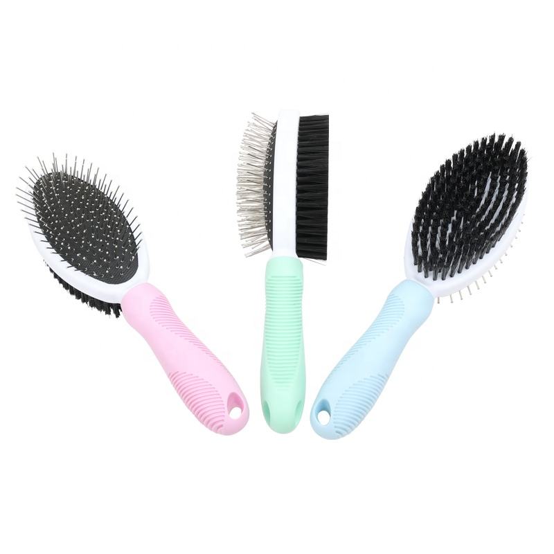 Brosse de toilettage double face pour animaux de compagnie avec logo personnalisé