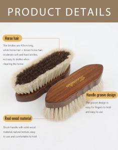 Custom Logo Horse Hair Wooden Horse Grooming Equipment Horse Brush