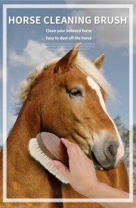 Custom Logo Horse Hair Wooden Horse Grooming Equipment Horse Brush