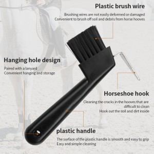 Custom Logo Plastic Black Horse Hoof Pick Brush
