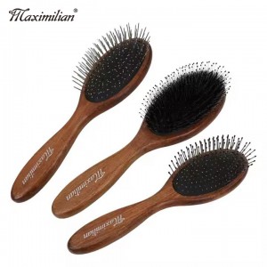 定制logo宽齿木质发梳...