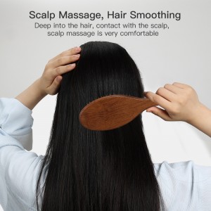 Custom logo Wooden Hair Brush With Wide Tooth Nylon Mix Boar Bristle Hair Detangling Comb Dog Massager Brush