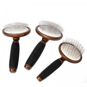 Dark Wooden Cat Pin Hair Brush Pet Dog Grooming Slicker Brush