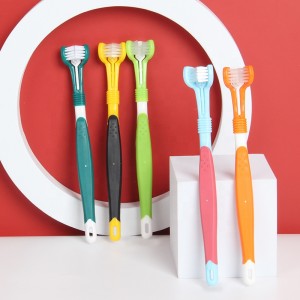 Factory Wholesale Multicolor Three Heads Pet Dental Care Cat Dog Toothbrush