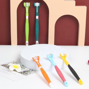 Factory Wholesale Multicolor Three Heads Pet Dental Care Cat Dog Toothbrush
