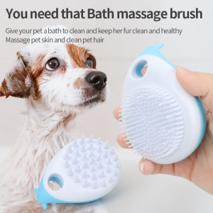 Pet Wash Bath Massage Shampoo Brush Dog Bath Brush Soft Rubber Shampoo Dispenser Cat Dog Grooming Shower Brush