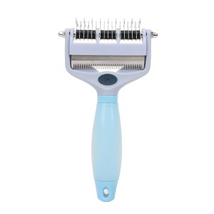 Custom Logo Silicone Handle Cat Needle Hair Rake Brush Dog Pet Grooming Brush