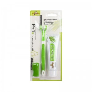 Factory Wholesale 3 in 1 Dog Dental Care Pet Cat Dog Toothbrush Set With Finger Toothbrush and Toothpaste