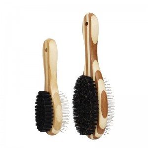 Brosses de nettoyage de massage pour animaux de compagnie en bois de bambou double face