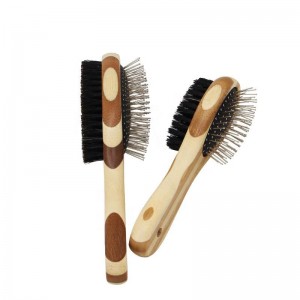 Brosses de nettoyage de massage pour animaux de compagnie en bois de bambou double face