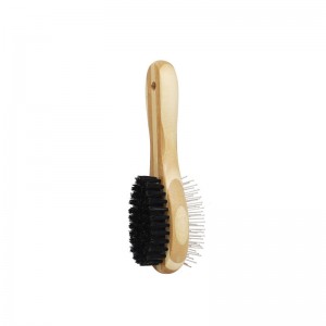 Brosses de nettoyage de massage pour animaux de compagnie en bois de bambou double face