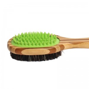 Brosse à poils en bois de bambou double face pour animaux de compagnie