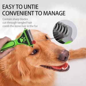 Double Sided Dematting Pet Hair Removal Grooming Wide Brush Shedding Pet Undercoat Rake Comb for Dog Cat