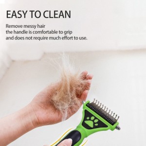 Double Sided Dematting Pet Hair Removal Grooming Wide Brush Shedding Pet Undercoat Rake Comb for Dog Cat