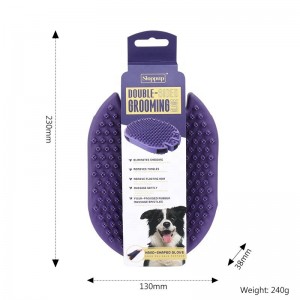 Double Sided Pet Bath Massage Glove Brush