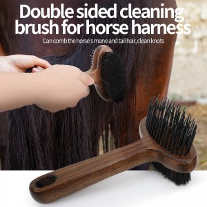 Double Sided Wooden Plastic Horse Hair Horse Grooming Brush