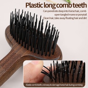 Double Sided Wooden Plastic Horse Hair Horse Grooming Brush