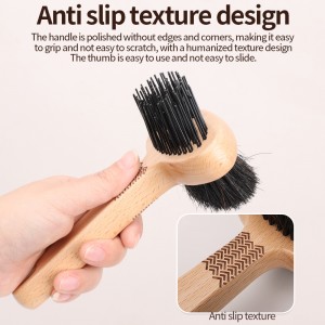 Double Sided Wooden Plastic Horse Hair Horse Grooming Brush