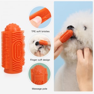 ECO-friendly 360 Degree Soft TPR Pet Finger Toothbrush for Dog Teeth Cleaning