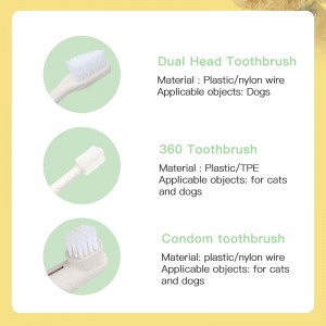 Eco Friendly Soft Nylon Bristle Dog Finger Tooth Brush Biodegradable Double Head 360 Wheat Straw Cat Pet Tootnbrush