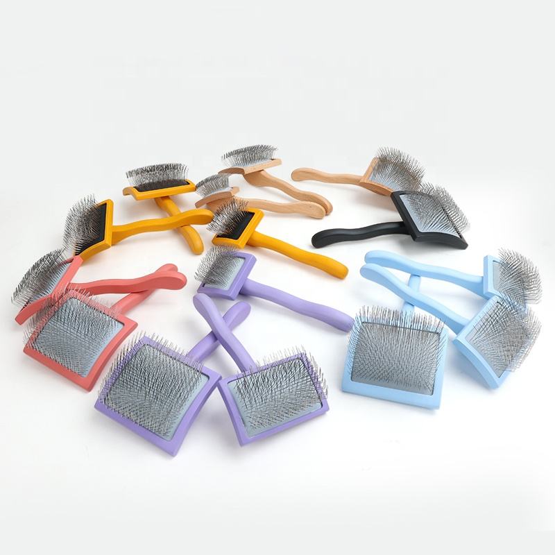 Wooden Pet Wire Grooming Brush Extra Long Pin Brush For Dogs And Cats