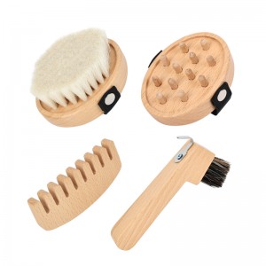 Factory Customization Equestrian Equipment Pet Wooden Horse Grooming Set Horse Tail Hair Brush Tool Kit with Toy